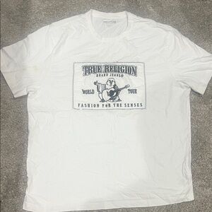 True Religion White and Black Graphic Tee